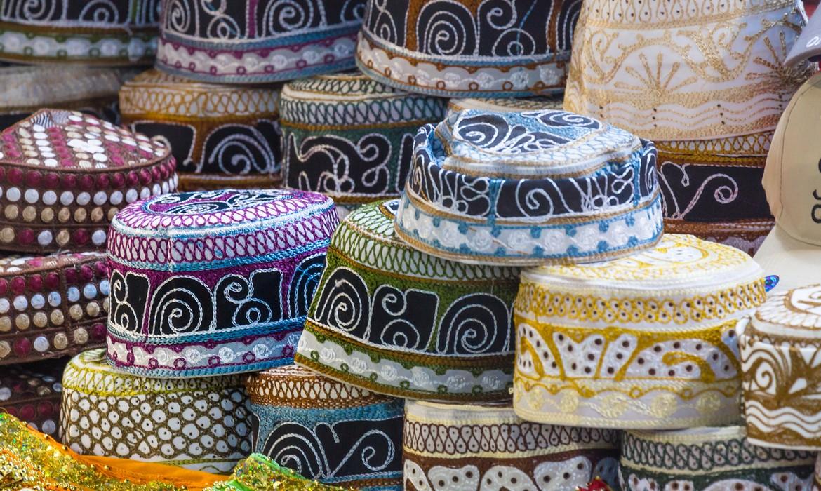 Traditional caps at ancient Mutrah Souq, Muscat