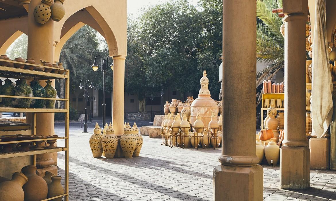 Ceramics for sale at traditional souq, Nizwa