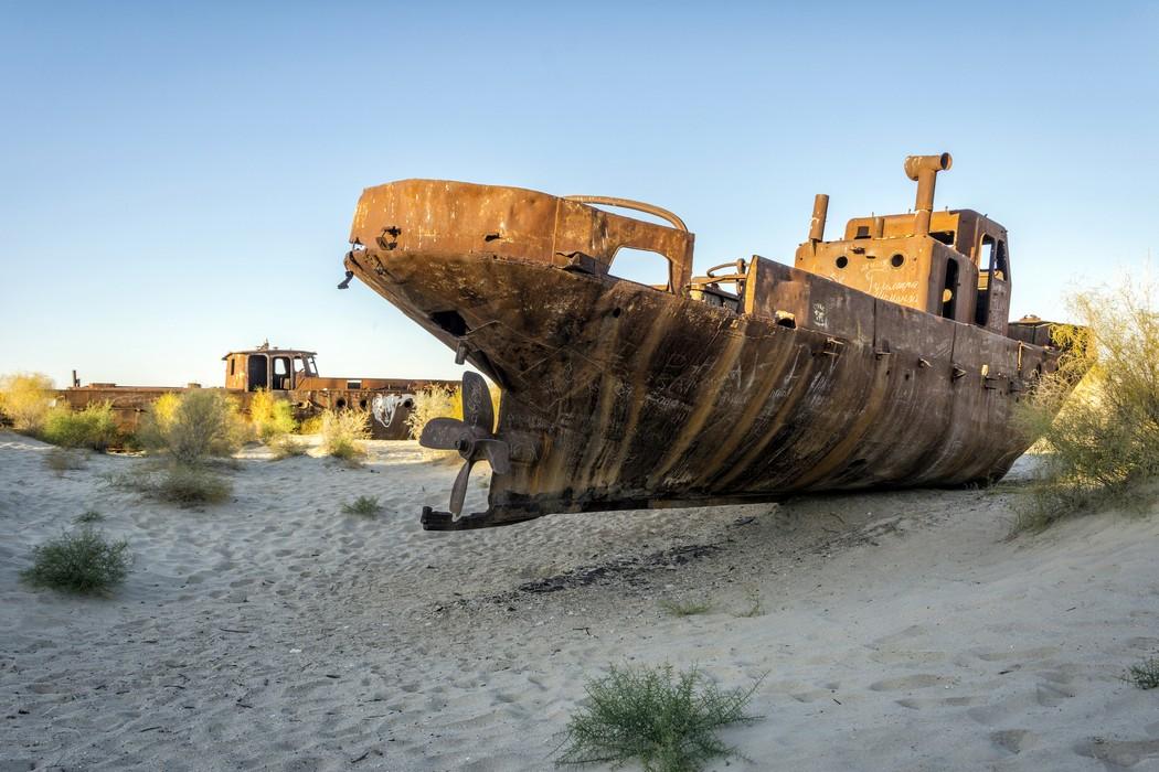 Abandoned ships in the Aral Sea